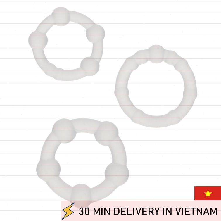 Beaded cock ring set clear flexible fit 