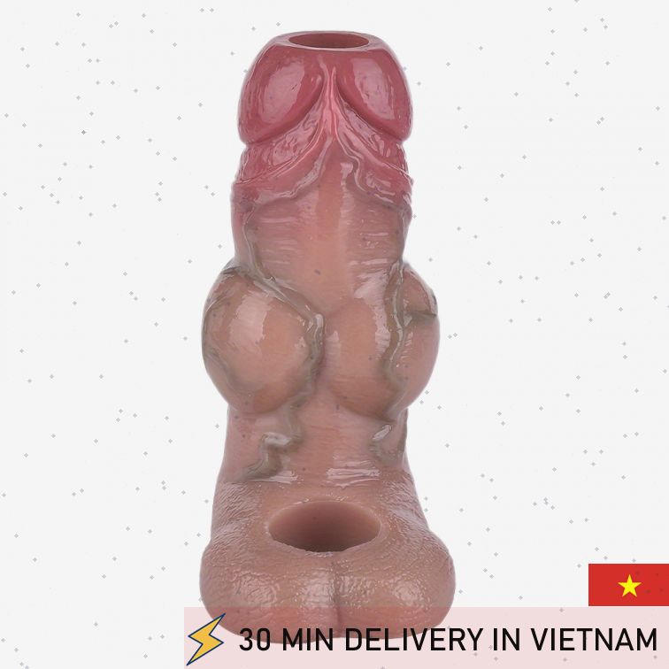 Silicone Penis Sleeve Ring Hollow Enhancer Toy 