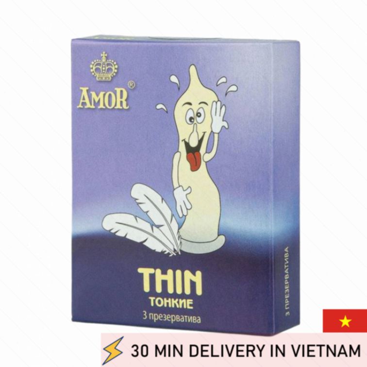 Ultra Thin Latex Condoms Amor 3 Pack Natural Feel 