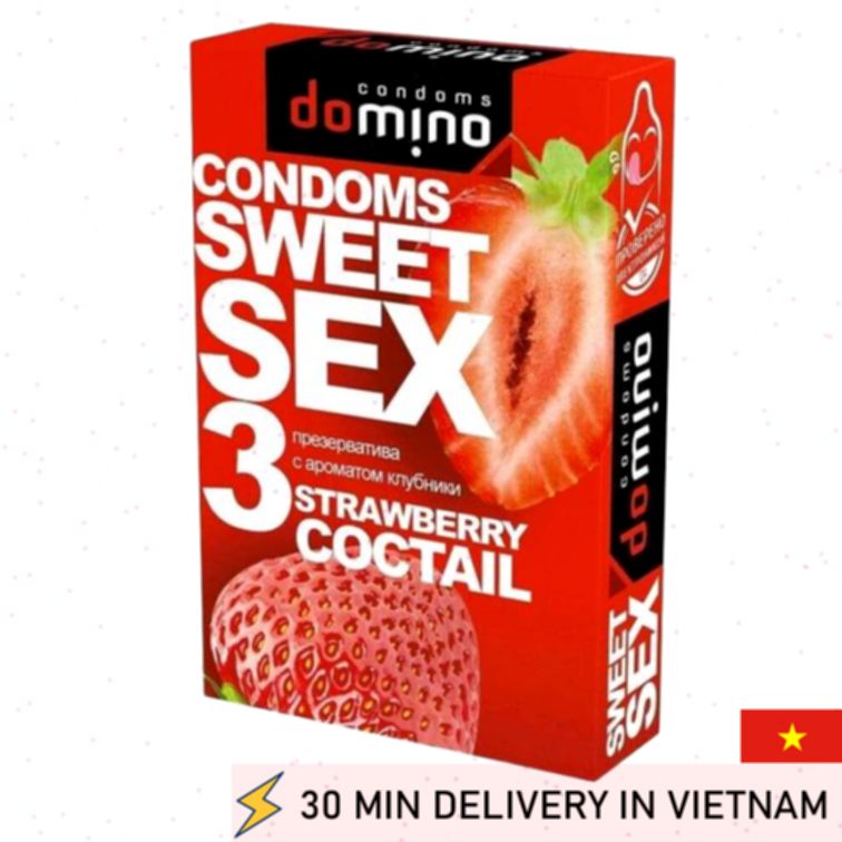 Domino Strawberry Condoms 3 Pack Sweet Flavor Fun 