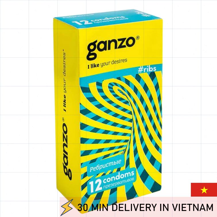 Ganzo Ribbed Condoms 12 Pack Enhanced Pleasure 