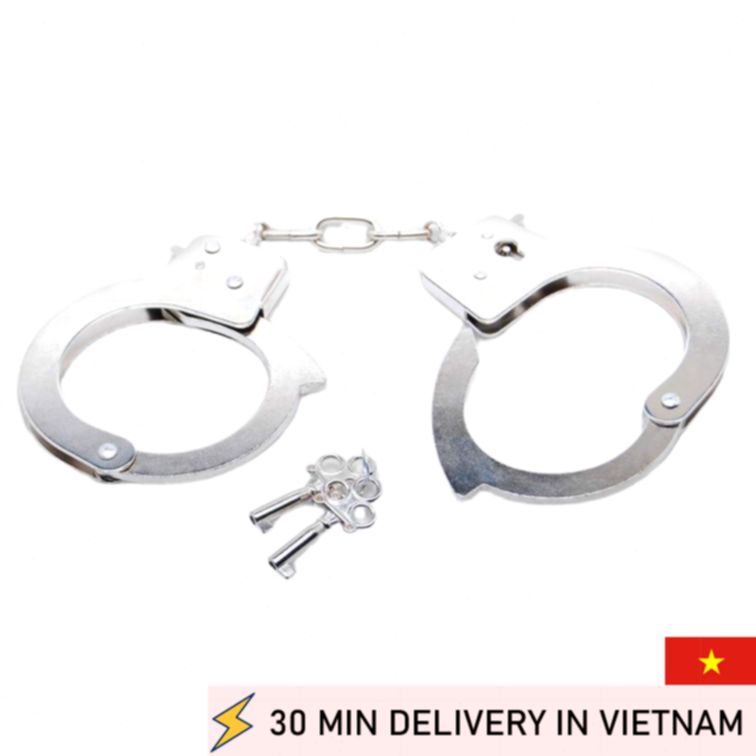 Classic Metal Handcuffs Silver Roleplay Gear 