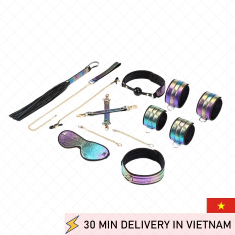 Premium Rainbow Bondage Kit 8pcs Purple Seduction 