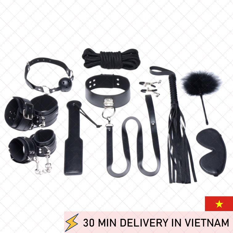 BDSM Bondage Kit 10 Piece Luxury Restraint Set 