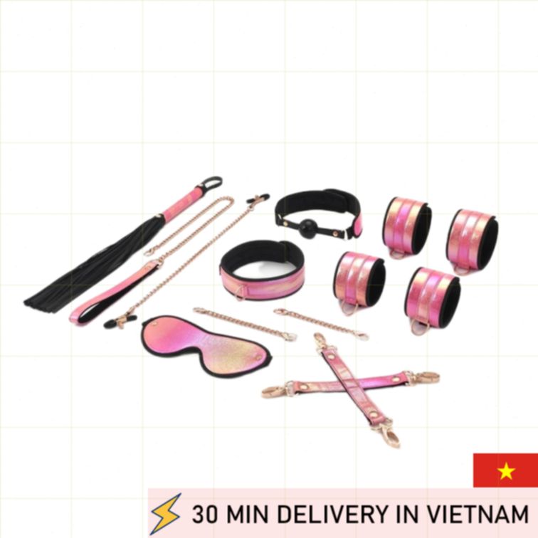 Pink Bondage Kit 8pcs Cherry Sensual Roleplay Set 