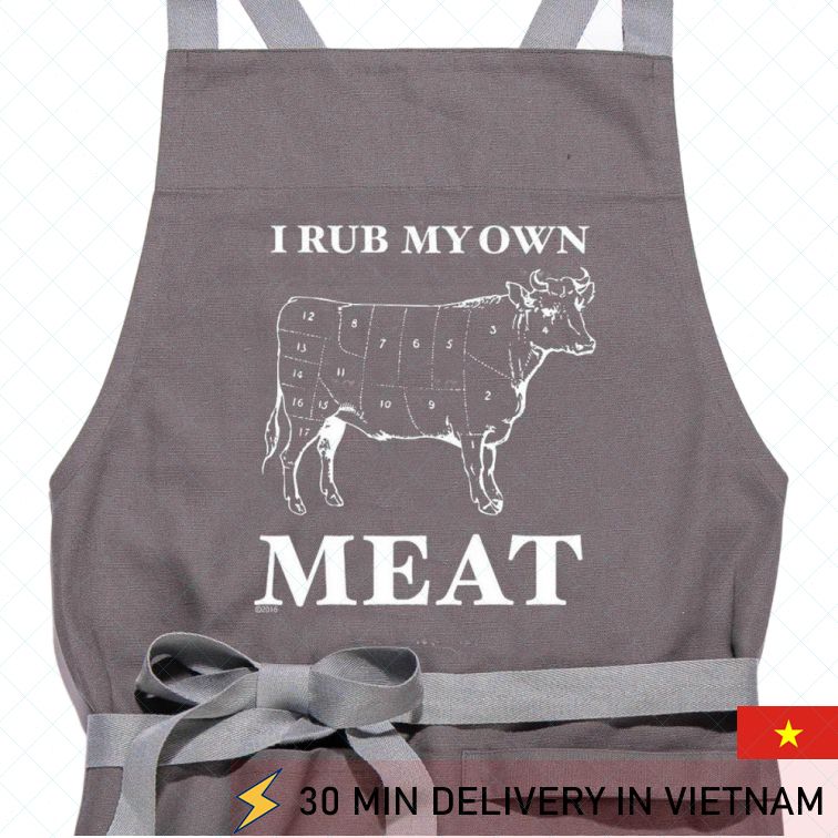Funny BBQ Apron Gift I Rub My Own Meat 